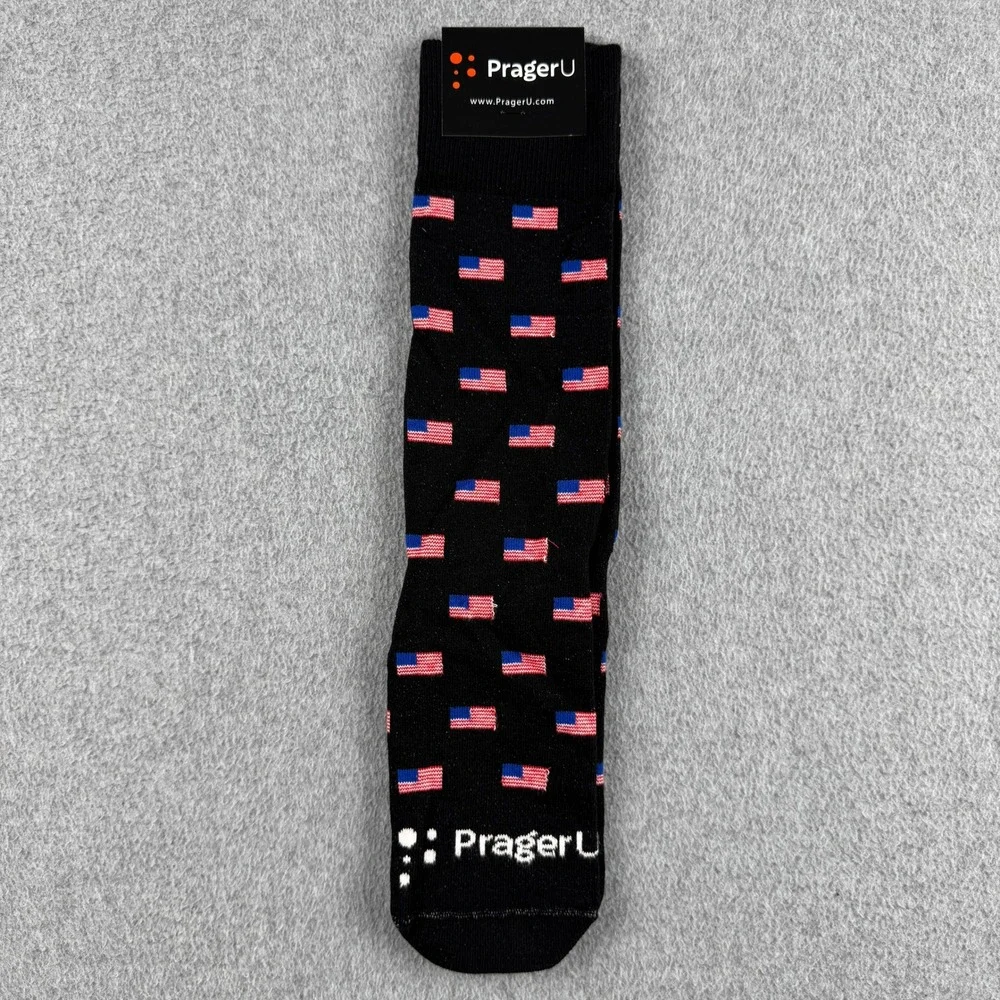 Freaker USA Socks Unisex OS PragerU Black American Flag Patriotic NEW